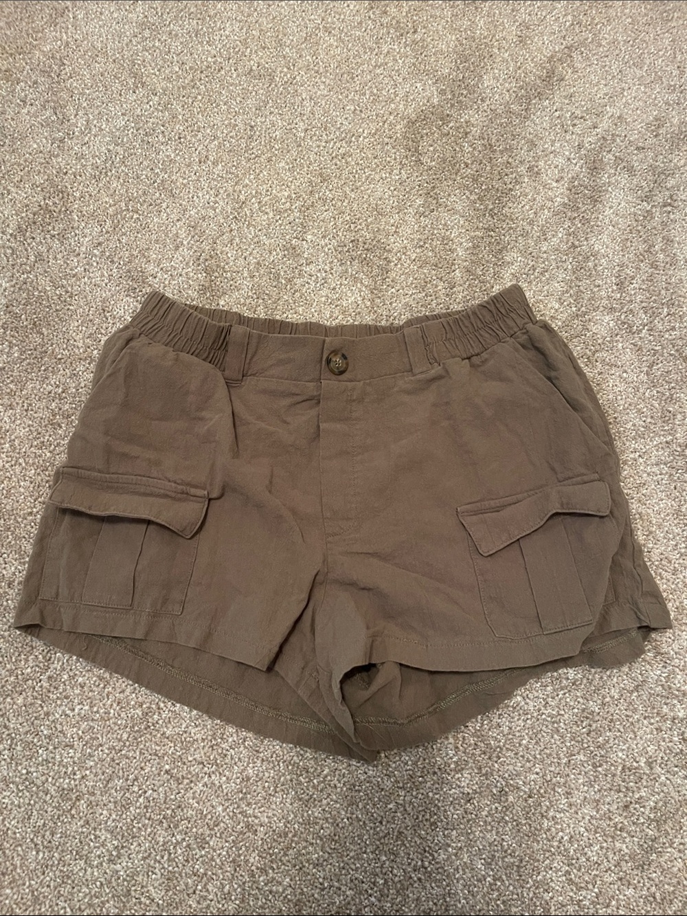Sienna Sky Olive Brown Cargo Pocket Women's Shorts